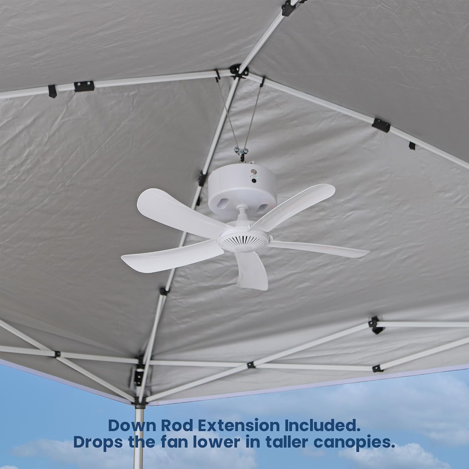 CB305 Large 31' Rechargeable Ceiling Fan for Canopies, Gazebos, Pergolas, Workshops & More. 6-Hour Run Time, Portable with Travel Case, Remote Control (Royal Bl)