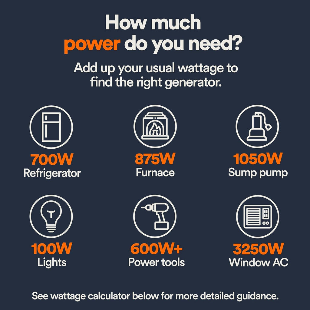 Generac 8,000-Watt Gas-Powered Portable Generator - COsense Technology - Powerrush Advanced Technology - Power for Emergencies and Recreation - Electric Start - Orange/Black - 50 State Compliant