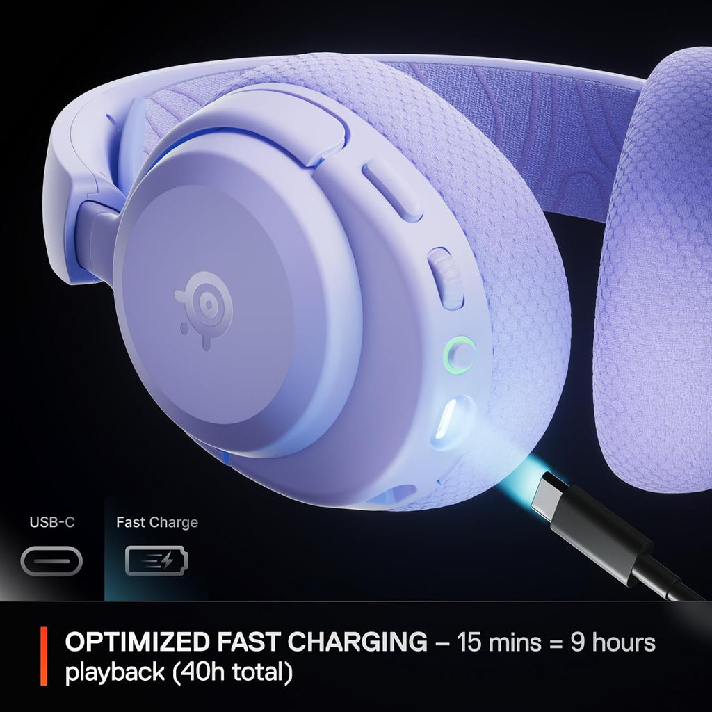 SteelSeries Arctis Nova 3X Wireless Multi-Platform Gaming Headset — Mobile App Control — 40 HR Battery — Neodymium Magnetic Drivers — 2.4GHz/Bluetooth — Xbox, PS5, PC, Switch, Mobile — Lavender