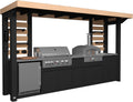 Backyard Discovery Fusion Flame 2 Galvanized Steel Covered Outdoor Kitchen with 5-Burner Stainless Steel Grill, Pizza Oven, Refrigerator, Sink, Storage, and Steel Roof for All-Weather Outdoor Cooking