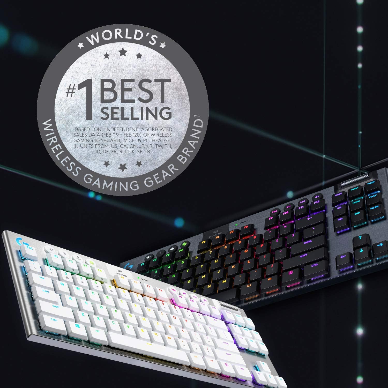 Logitech G915 TKL Tenkeyless Lightspeed Wireless RGB Mechanical Gaming Keyboard, Low Profile Switch Options, Lightsync RGB, Advanced Wireless and Bluetooth Support - Clicky