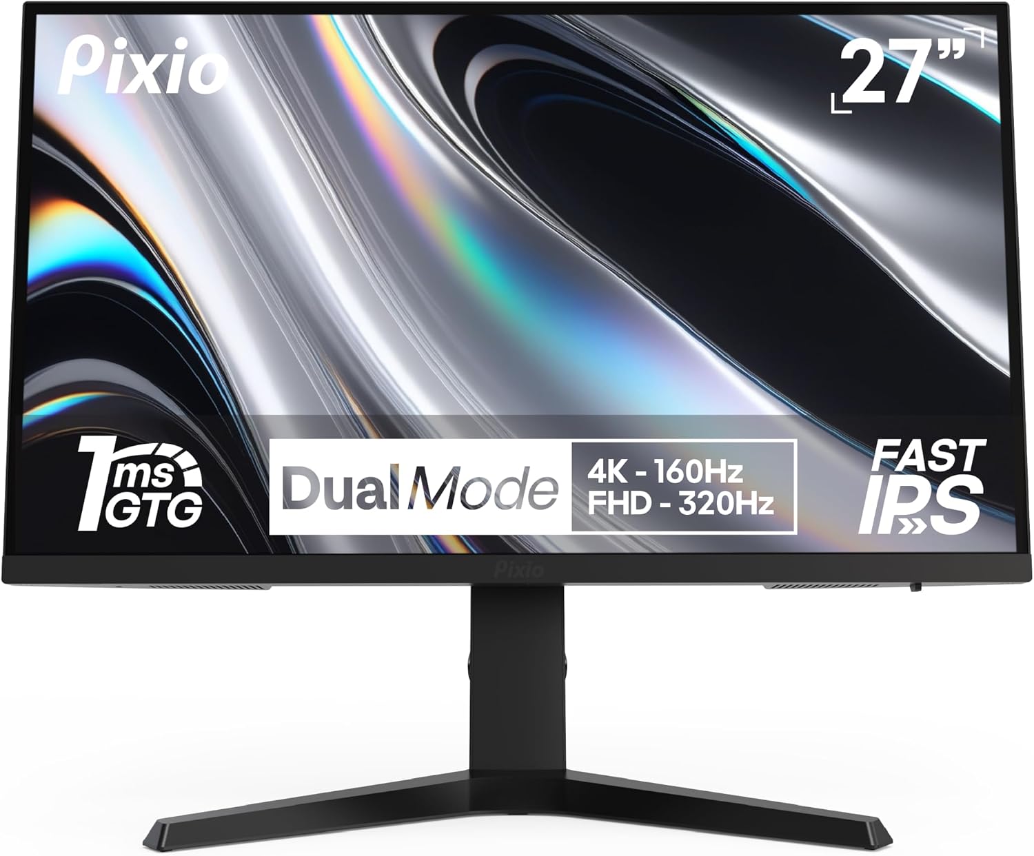 Pixio PX27U Prime Neo 27 inch Dual Mode UHD 4K 160Hz/FHD 1920x1080p 320Hz Fast IPS Panel 1ms GTG Response Time Gaming Monitor with Adaptive Sync HDR and Fully Adjustable Stand