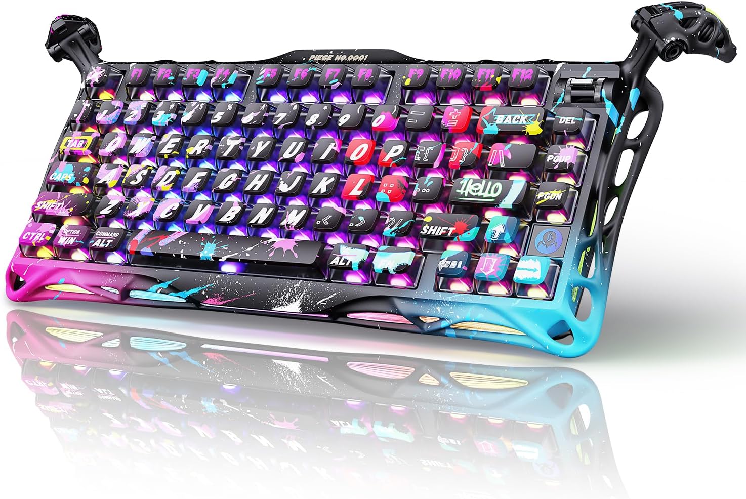GravaStar Mercury V75 Gaming Keyboard – Hall‑Effect Magnetic‑Switch Keyboard, 8000 Hz Polling, 0.005RT, Wired USB-C, Adjustable Actuation, Semi‑Aluminum Chassis (Neon Graffiti, V75 Pro)