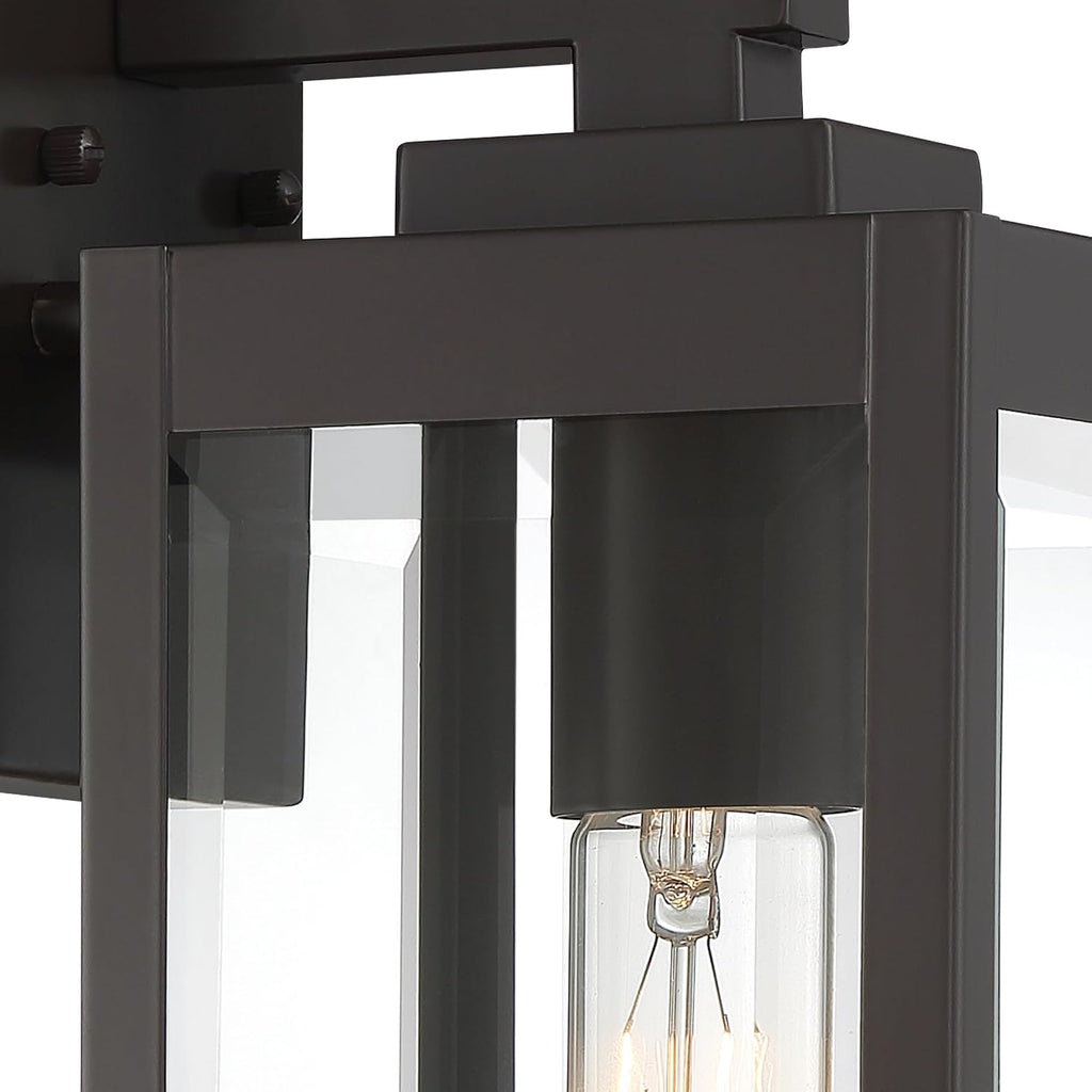 Quoizel Westover 14' Outdoor Wall Sconce, 1-Light Western Bronze with Clear Beveled Glass, E26 Base, Wet Rated