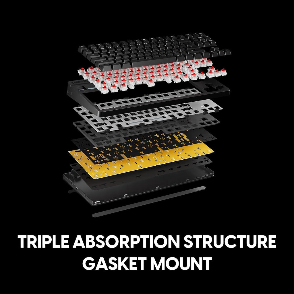 Pulsar XBOARD MS Mechanical Gaming Keyboard, 35K Scan Rate & 8K Polling for Ultra-Low Latency, Hot Swappable, TKL Gasket Mount, Aluminum Plate, PBT Double-Shot Keycaps, RGB Backlit, Volume Knob