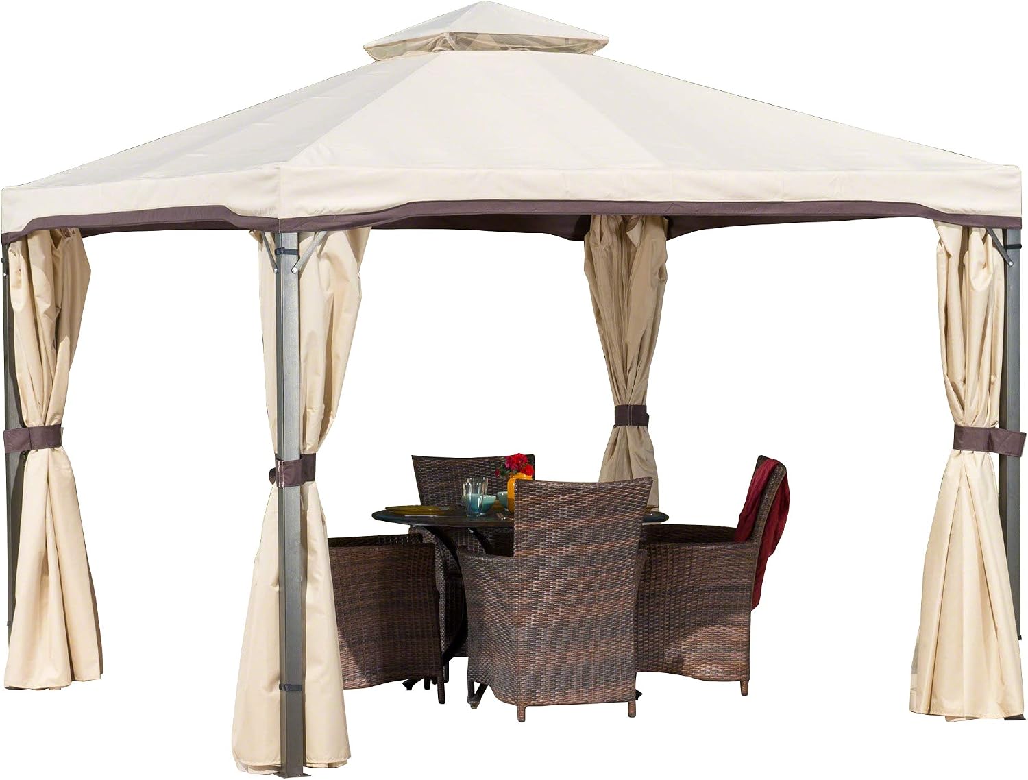 Christopher Knight Home CKH Outdoor Gazebo Canopy with Net Drapery, Beige