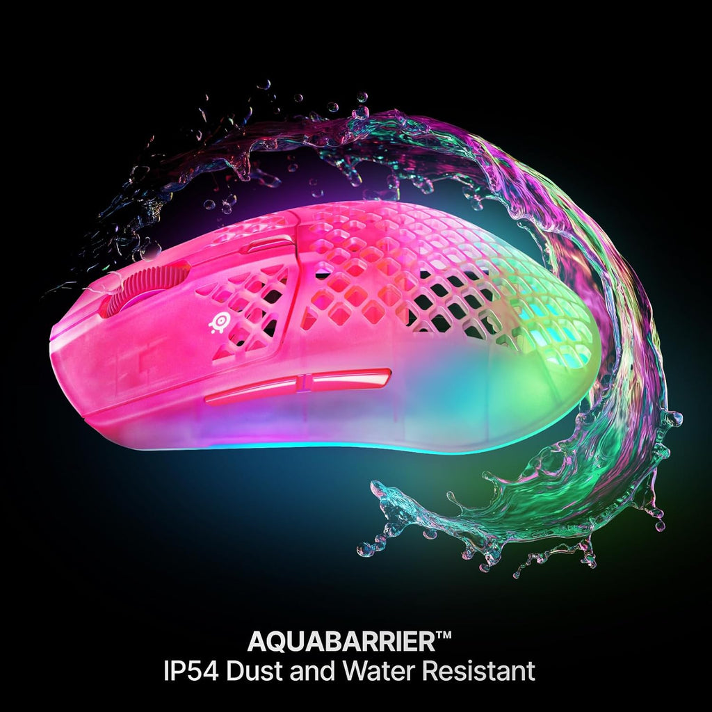 SteelSeries Aerox 3 Wireless Gen 2 - Super-Light 68g Gaming Mouse, 4K Polling, 26K DPI Optical Sensor, 200 Hour Battery, IP54 Water Resistant, 80m Click Durability, RGB, 100% PTFE Feet - Magenta Haze