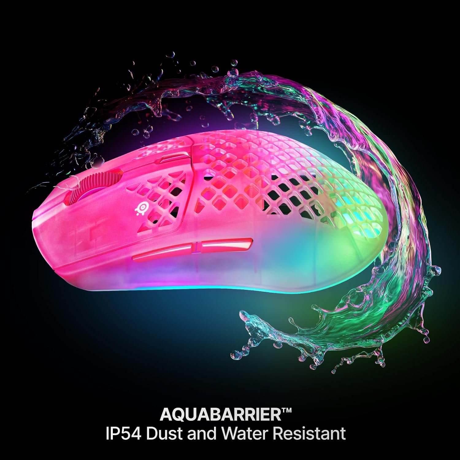 SteelSeries Aerox 3 Wireless Gen 2 - Super-Light 68g Gaming Mouse, 4K Polling, 26K DPI Optical Sensor, 200 Hour Battery, IP54 Water Resistant, 80m Click Durability, RGB, 100% PTFE Feet - Magenta Haze