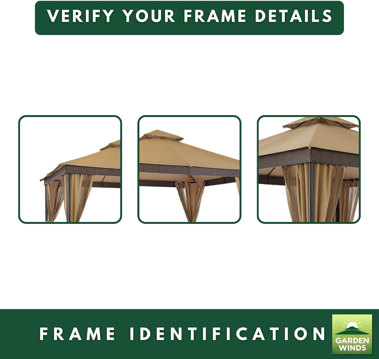 Garden Winds Reinforced Replacement Canopy Top Cover Compatible with The 5LGZ6530-5, 5LGZ6530 La Palma I and La Palma II Gazebo - Classic Sand, Riplock 350