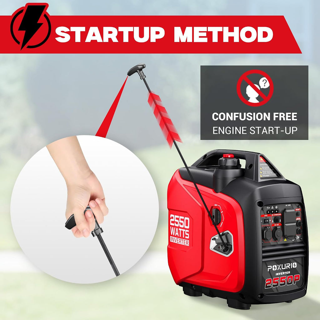 2550-Watt Portable Inverter Generator for Home Use, 1.06Gallon Large Fuel Tank Up to 10 Hours Use, 120V Gas Powered Generator Super Quiet - EPA Compliant-Red