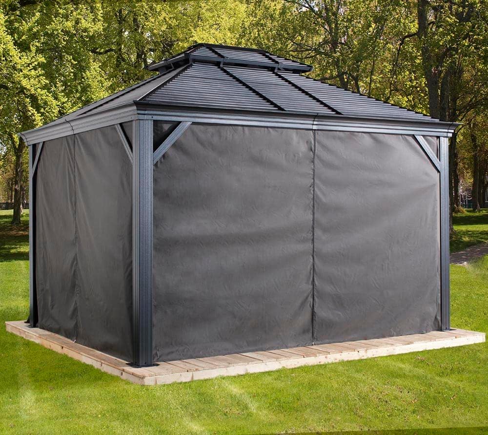 Sojag 135-6158298 Polyester Gazebos Curtains for Messina Hard Top Sun Shelter, 10' x 12' 12'x16', Grey