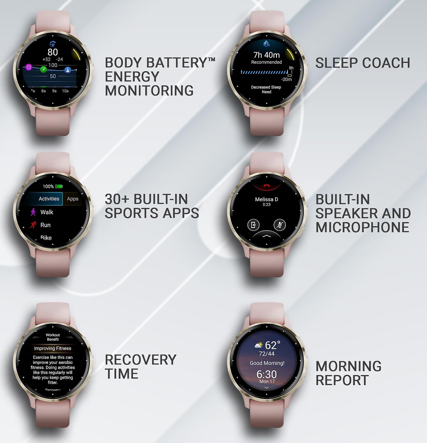 Garmin Venu 3S GPS Smartwatch, AMOLED Display 41 mm Watch, Advanced Health and Fitness Features, Up to 10 Days of Battery, Wheelchair Mode, Sleep Coach, Dust Rose with Power Bank