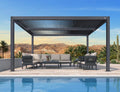 PURPLE LEAF Louvered Pergola 94AS 10' x 14' Outdoor Aluminum Pergola with Adjustable Roof for Deck Backyard Garden Grey Hardtop Gazebo