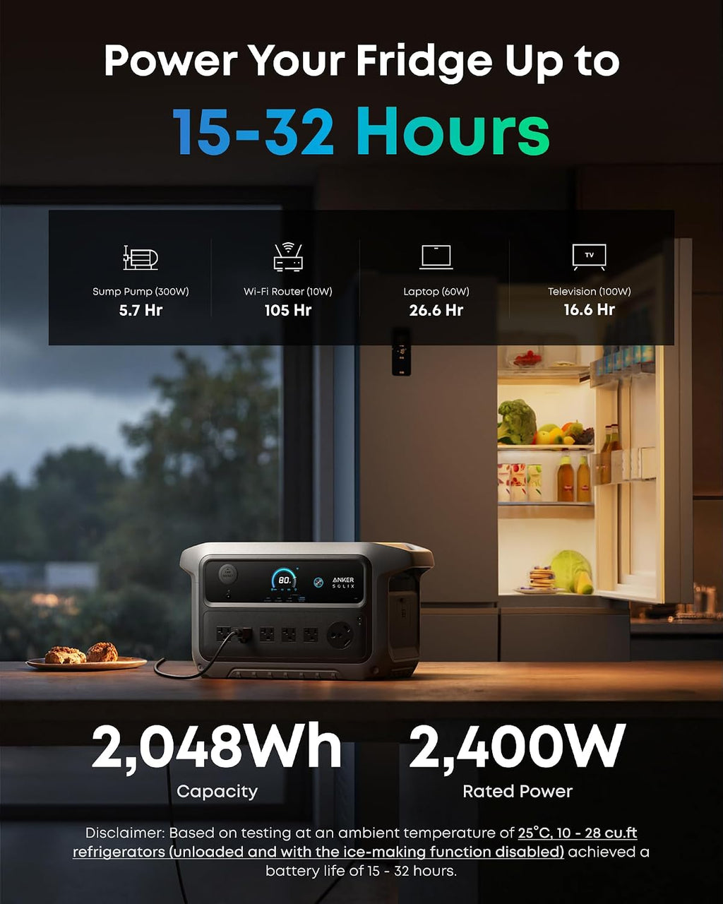 Anker SOLIX C2000 Gen 2 Portable Power Station with Alternator Charger, 2,400W (Peak 4,000W) Solar Generator, Full Charge in 58 Min, 2048wh LiFePO4 Battery Compatible with 99% of RVs and Gas Vehicles
