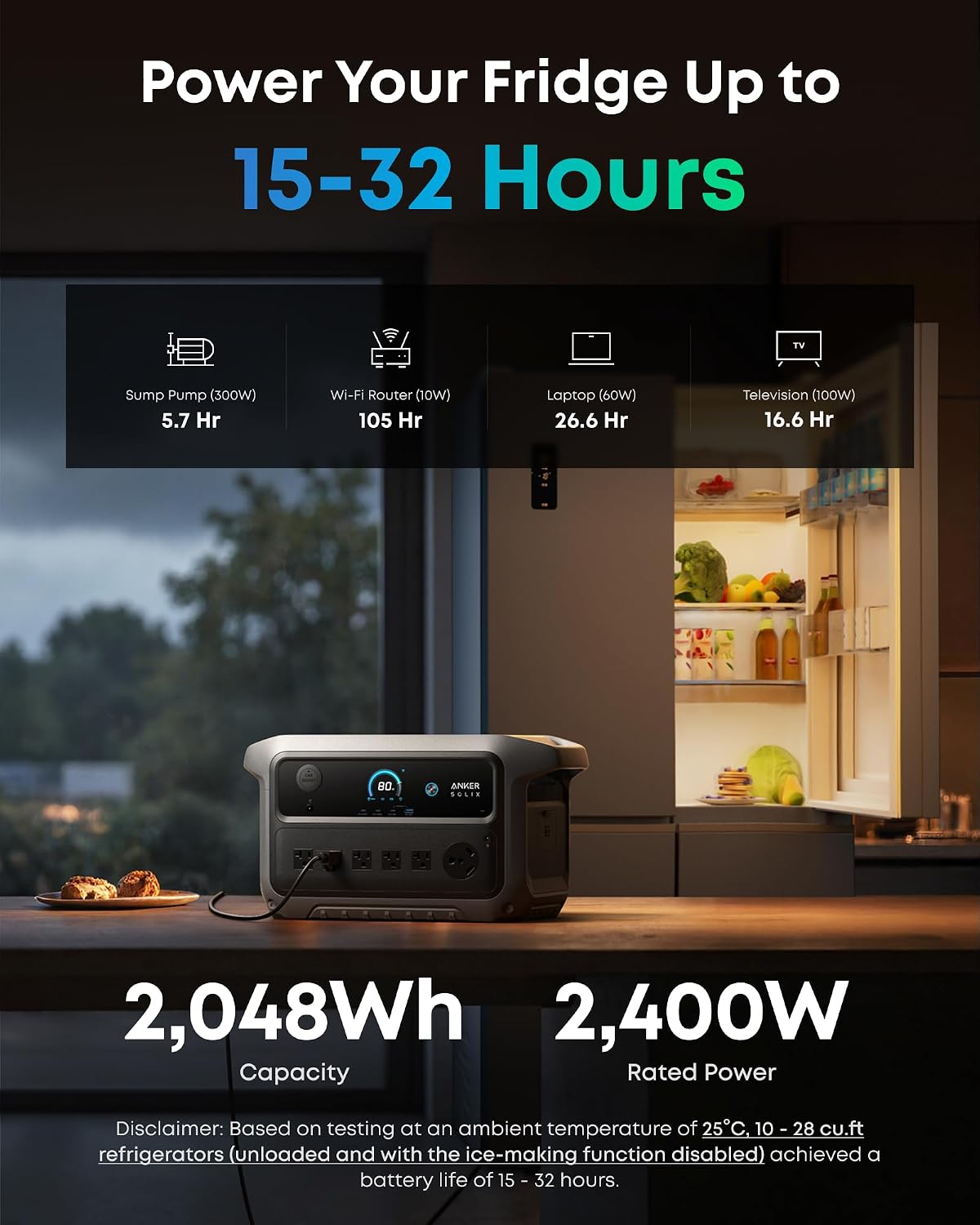 Anker SOLIX C2000 Gen 2 Portable Power Station with Alternator Charger, 2,400W (Peak 4,000W) Solar Generator, Full Charge in 58 Min, 2048wh LiFePO4 Battery Compatible with 99% of RVs and Gas Vehicles