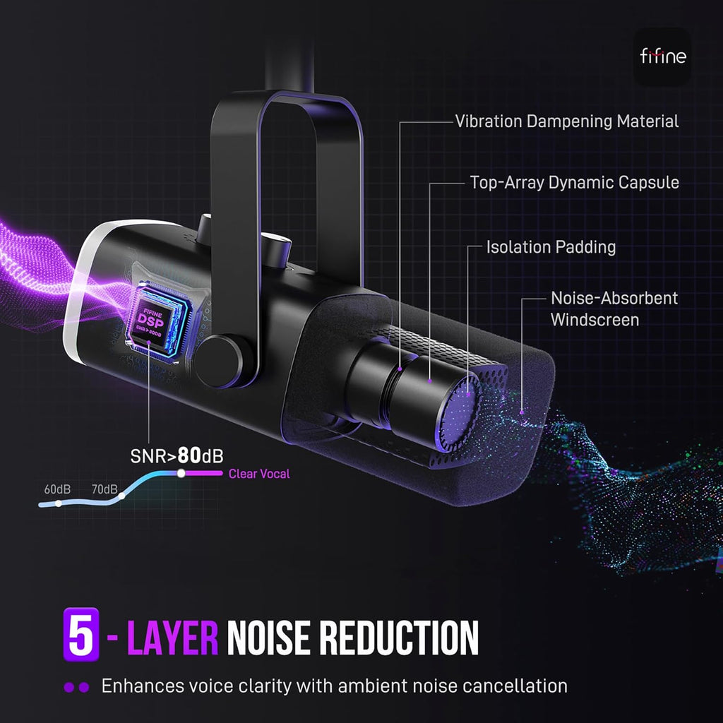 FIFINE Dynamic Gaming Equipment Set with Microphone and Audio Mixer, Streaming Mic and RGB Mixer Bundle with Button Controls, Voice Changer, XLR Cable for YouTube Video Recording (AM8T+SC8+L9)