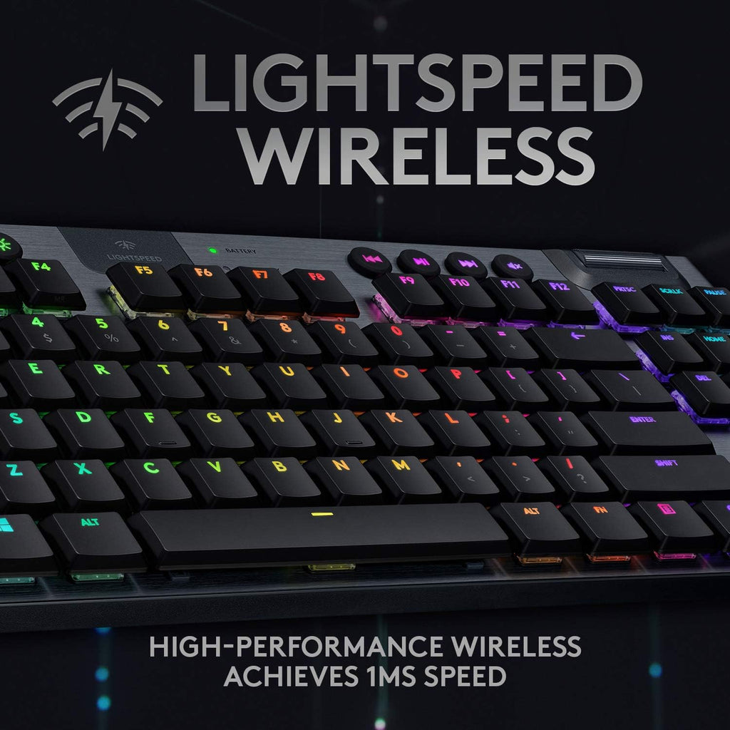 Logitech G915 TKL Tenkeyless Lightspeed Wireless RGB Mechanical Gaming Keyboard, Low Profile Switch Options, LIGHTSYNC RGB, Advanced Wireless and Bluetooth Support - Tactile (Renewed)