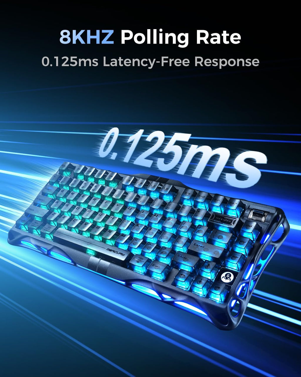 GravaStar Mercury V75 Gaming Keyboard – Hall‑Effect Magnetic‑Switch Keyboard, 8000 Hz Polling, 0.005RT, Wired USB-C, Adjustable Actuation, Semi‑Aluminum Chassis (Stealth Black, V75)