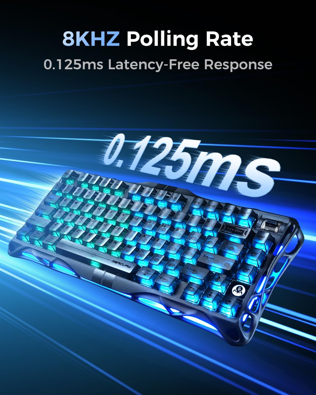 GravaStar Mercury V75 Gaming Keyboard – Hall‑Effect Magnetic‑Switch Keyboard, 8000 Hz Polling, 0.005RT, Wired USB-C, Adjustable Actuation, Semi‑Aluminum Chassis (Stealth Black, V75)