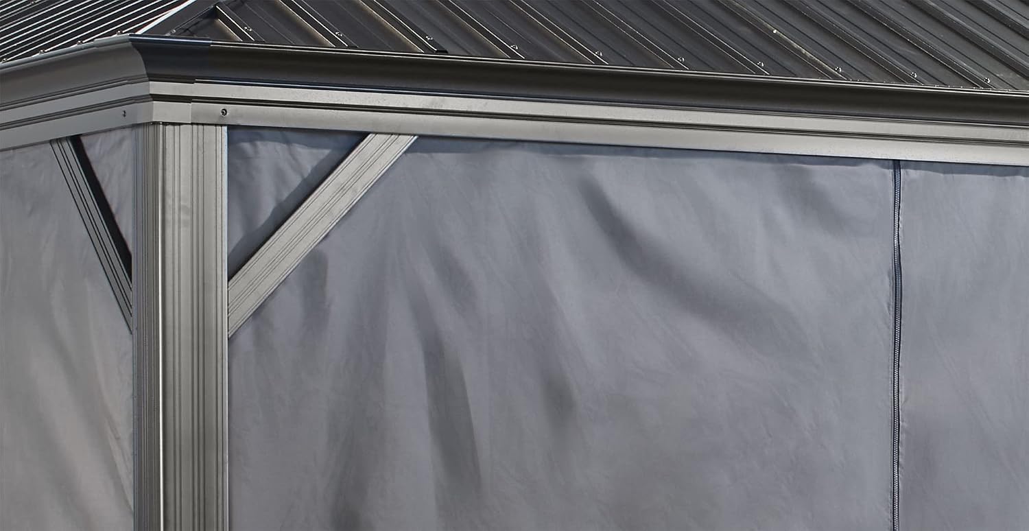 Sojag Grey Curtains for Monaco/Messina/Mykonos Gazebos, 12 ft. x 16 ft., Spun Polyester, Outdoor Shades