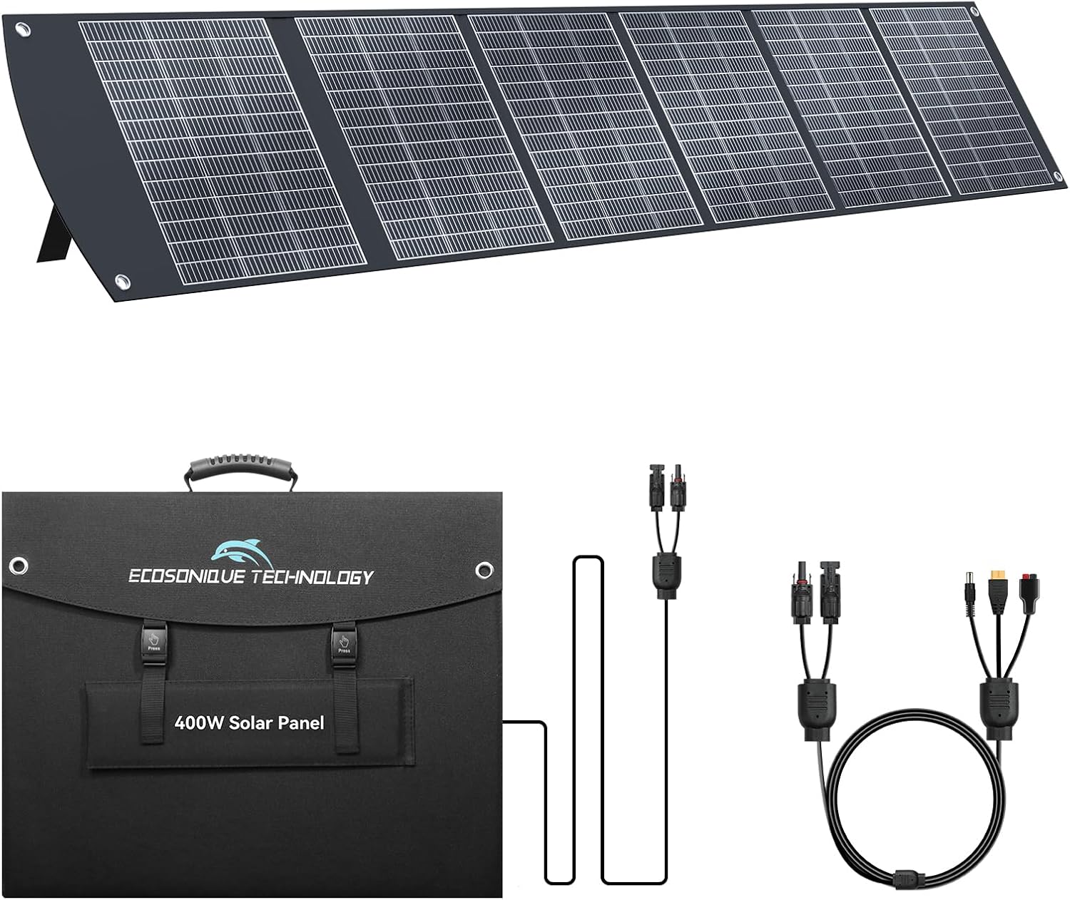 400W Portable Solar Panel for Most Power Stations, Foldable & Lightweight Solar Suitcase with Kickstands, 40V MC4 & Multi-Output for Solar Generators, RVs, Camping, and Outdoor Use