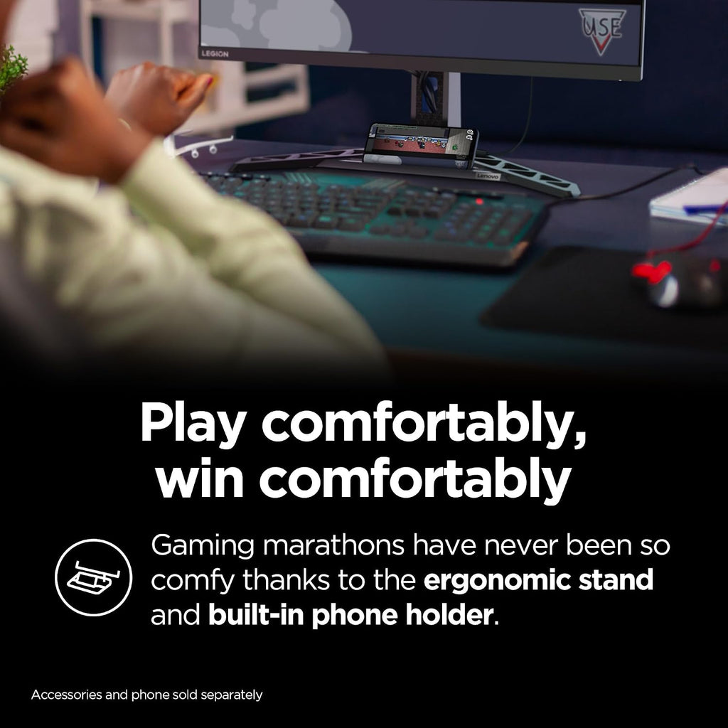 Lenovo Legion Y27h-30 Monitor - Gaming Monitor - 27' QHD Display - Overclocked 180z Refresh Rate - Lenovo Artery Software - AMD FreeSync™ Premium - 0.5ms MPRT - Raven Black NearEdgeless Design