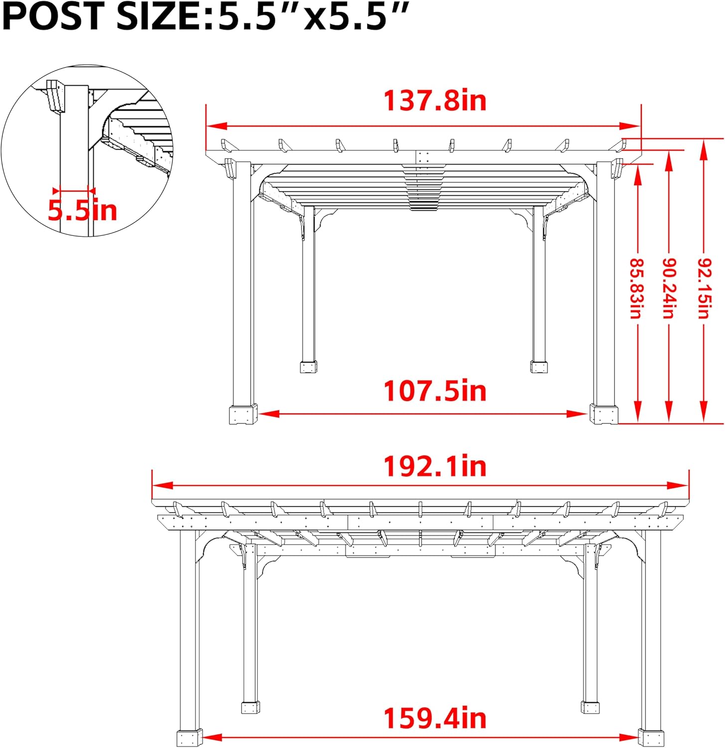 MUPATER 12' x16' Wooden Pergola Kit with Stakes, High Snow & Wind Supported Structure, All Cedar Wood Outdoor Pergola Garden Shelter with Cedar Framed for Backyard, Deck, Lawn