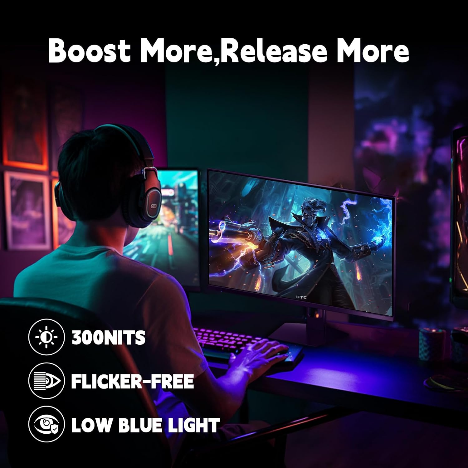 KTC Gaming Monitor 27 inch 180hz 1ms | Fast IPS Screen 1080p Monitor|2 x HDMI 2.0 &1 x Display Port 1.4 | Support Freesync and Wall Mount | 108% sRGB with HDR 10