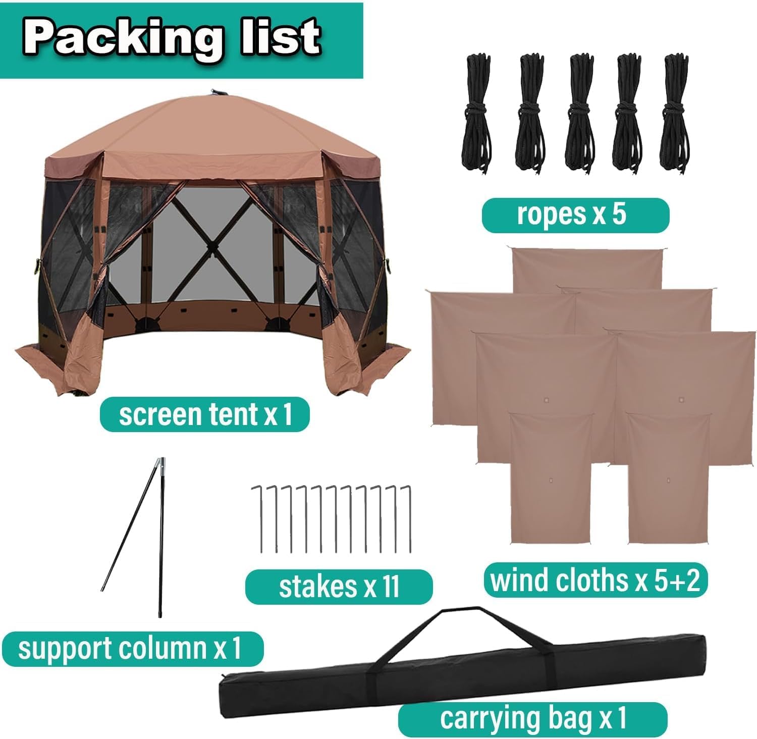 Lenotos 12 x 12 FT Pop Up Screen Tent, Portable Outdoor Camping Gazebo with Ground Stakes and Carry Bag