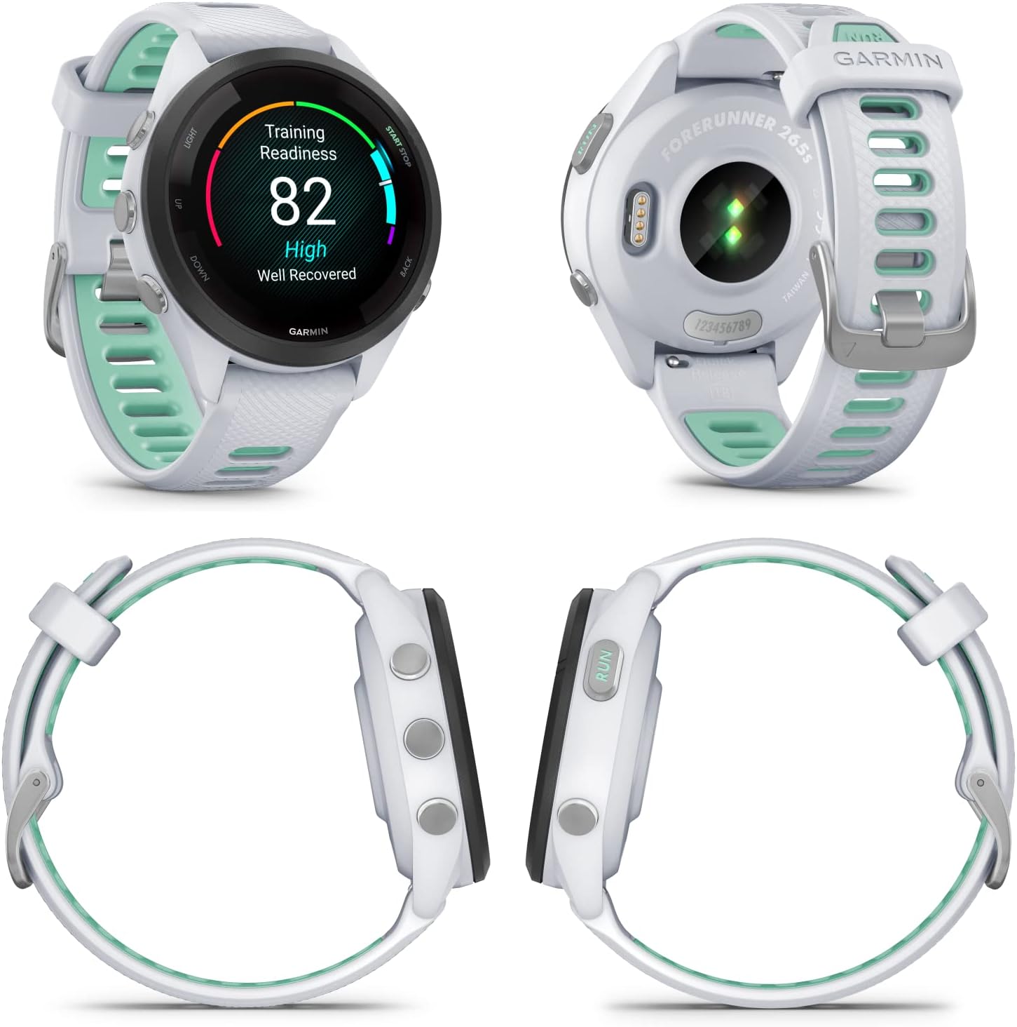 Garmin Forerunner 265S Music GPS Running 42 mm Smartwatch, Whitestone with AMOLED 1.1in Touchscreen Display White Earbuds Bundle, White +Wht EarBuds