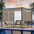 10 x 10 Ft Outdoor Aluminum Pergola, Retractable Canopy & 2 Sides Shades for Patio Backyard Garden Deck