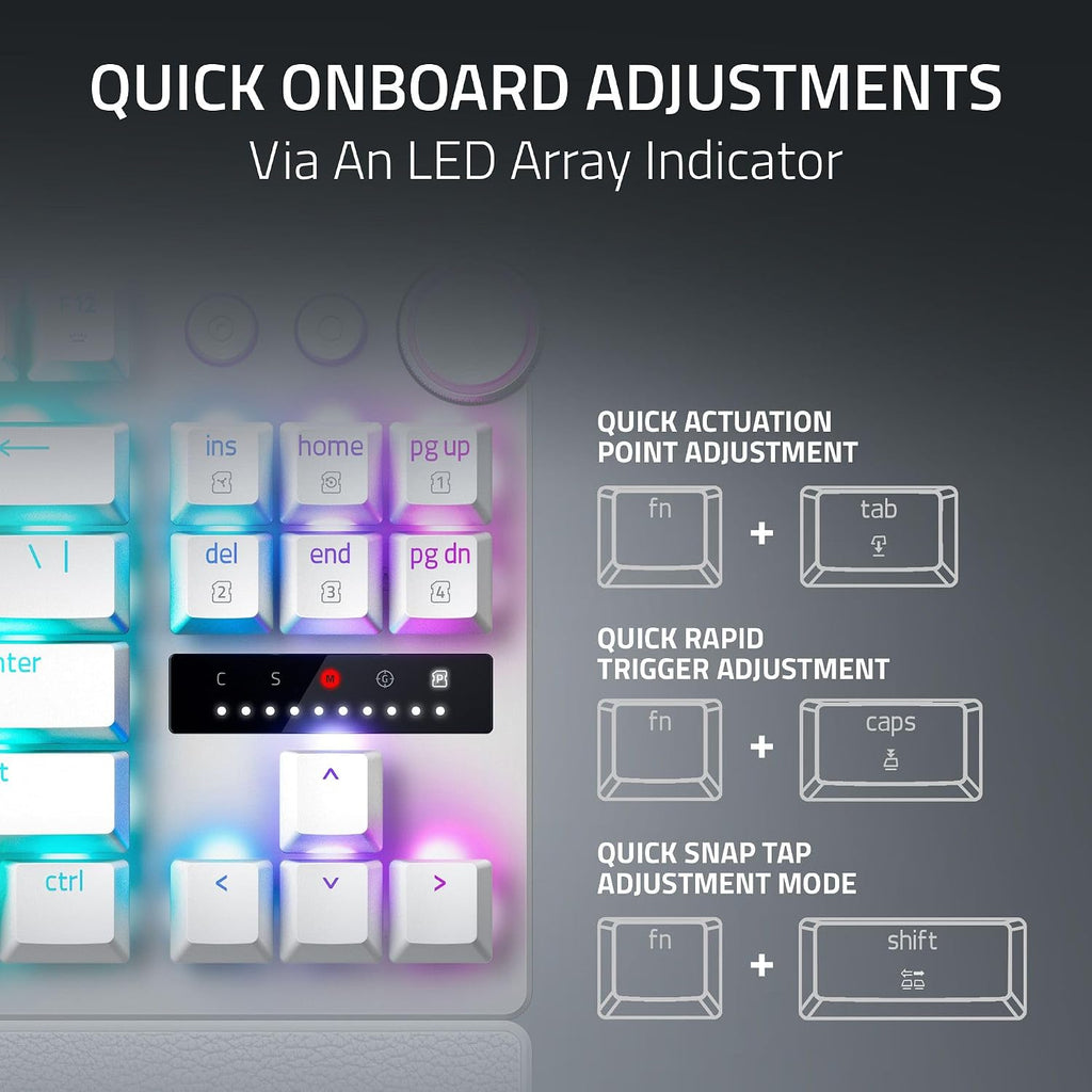 Razer Huntsman V3 Pro TKL 8KHz Esports Gaming Keyboard: Analog Optical Switches Gen 2-8000 Hz Polling Snap Tap - Rapid Trigger - Adjustable Actuation - Media Controls - PBT Keycaps - White