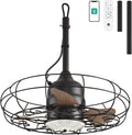 Orison Outdoor Ceiling Fans with Light, 21'' Wet Rated Outdoor Hanging Fan for Gazebo, Plug in Caged Lighting for Pergola Canopy, Hanging with Hook, 3 Color LED Light, Waterproof