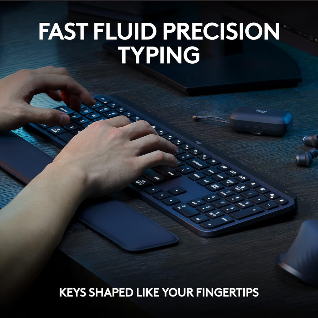Logitech MX Keys S Combo - Performance Wireless Keyboard and Mouse with Palm Rest, Customizable Illumination, Fast Scrolling, Bluetooth, USB C, for Windows, Linux, Chrome, Mac,Color Graphite.