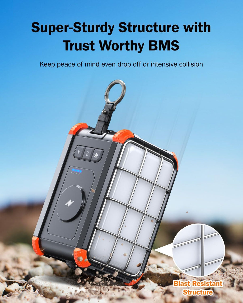 BROWEY Portable Power Station 153Wh Camping Small Solar Generator with Hand Crank 120V 150W AC Outlet Lithium Battery Power Bank, Wireless Charging Emergency Charger for Outdoor Travel Home Backup