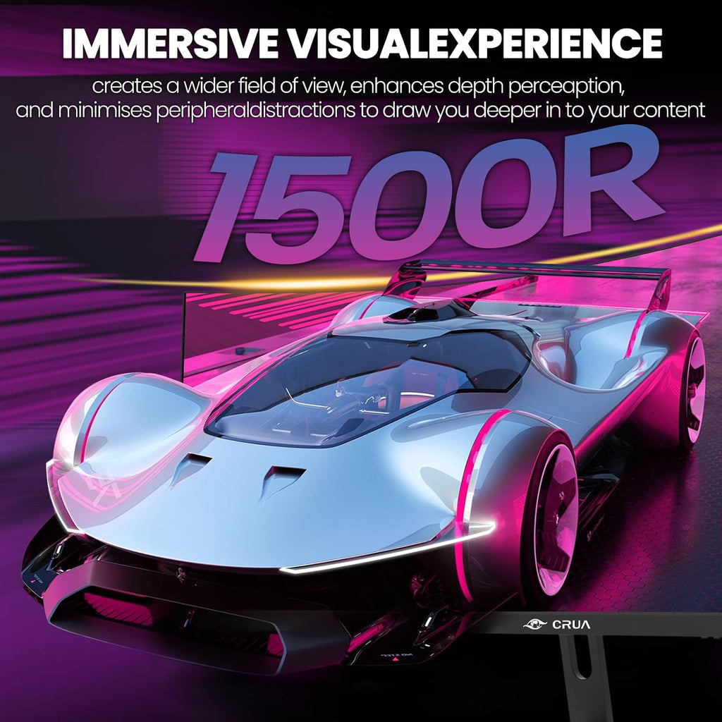CRUA 30' Curved Gaming Monitor, 165Hz/200Hz Computer Monitor, FHD(2560 * 1080P) 1500R VA Screen, 120% sRGB PC Monitors Support AMD FreeSync, Wall Mount Install(HDMI, DP)- Black
