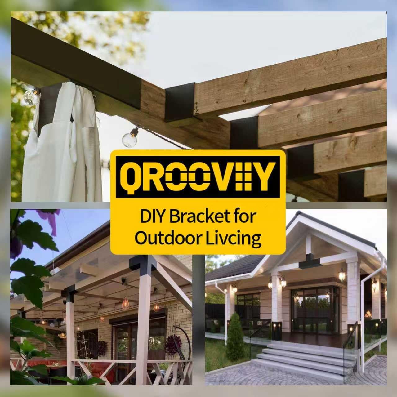 Pegola Bracket Kits 2PacK,3-Way T-Shaped Horizontal Woodwork Brackets for 6'x6' (Actual:5.5'x5.5') Lumber,DIY Metal Wood Beam Brackets for Patio Pavilion,Log Cabin Outdoor Kitchen with Screws