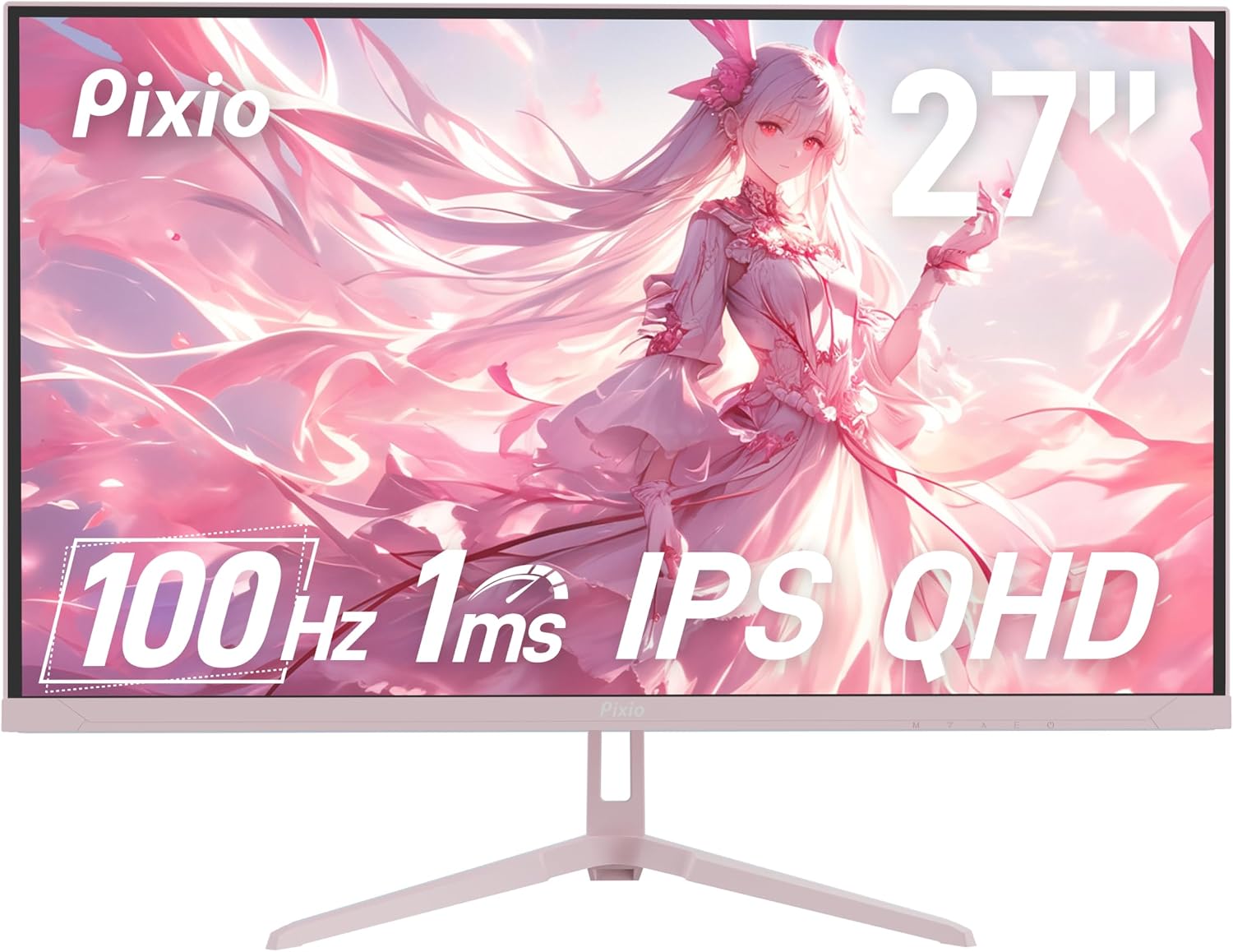 Pixio PX275 Wave Pink 27 inch 100Hz Refresh Rate QHD 1440p Resolution IPS Panel 1ms MPRT Response Time Gaming Monitor with Adaptive Sync