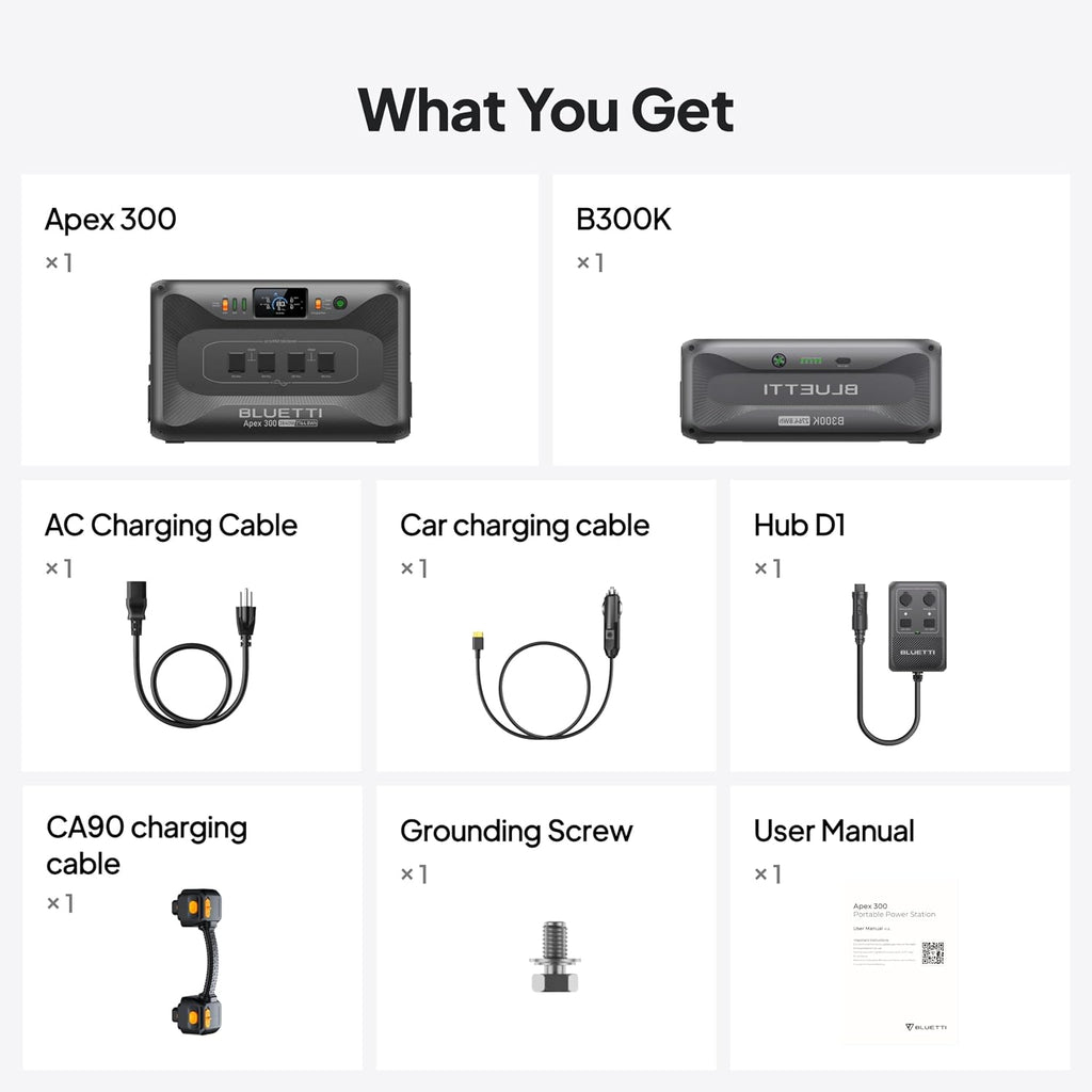 BLUETTI Apex 300 Solar Generator & B300K with Hub D1, 2764.8Wh LFP Battery Backup Power Station with 6 3840W AC Outlets, RV-Optimized DC Ports (50A Anderson), Ideal for Camping and RV Life