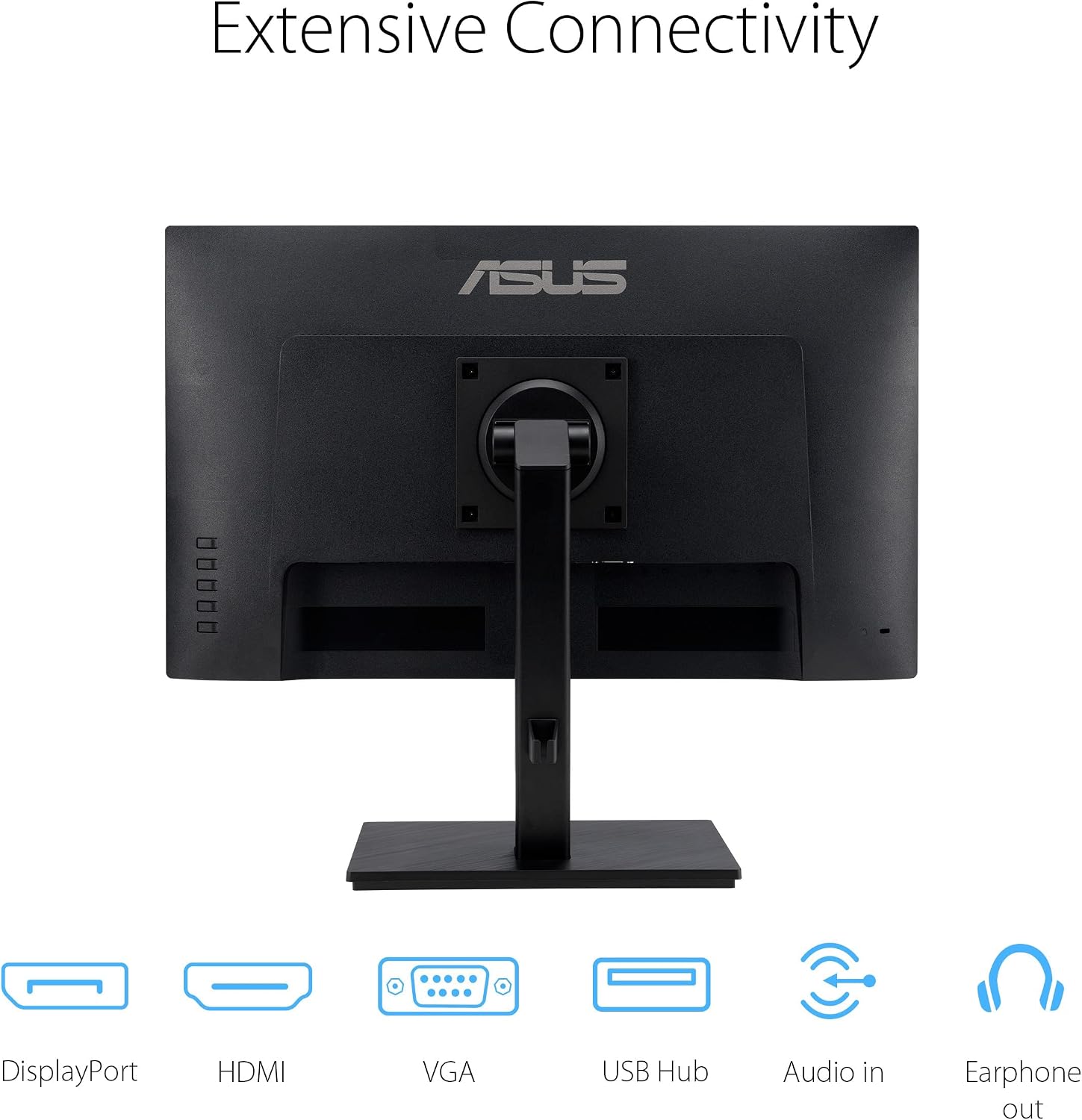 ASUS 27' 1080P Monitor (VA27EQSB) - Full HD, IPS, 75Hz, Adaptive-Sync, Speakers, Eye Care, Low Blue Light, Flicker Free, DisplayPort, HDMI, USB Hub, D-Sub, Frameless, Wall Mountable, Height Adjustable
