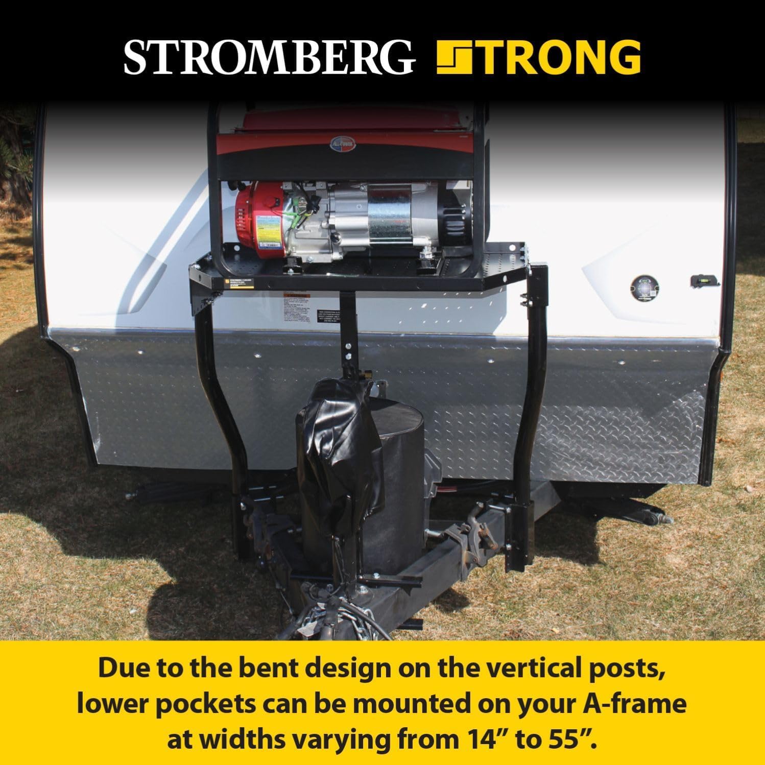 Stromberg Carlson CC-255 Trailer Tray – A-Frame Mounted Tray, RV Generator Mount, Trailer Cargo Carrier, Travel Storage Solutions, Front Mount Cargo Carrier & Rack – Black