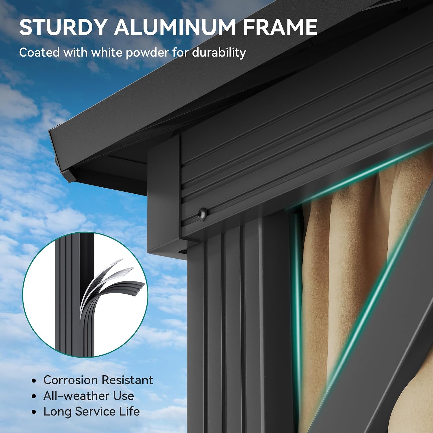 YITAHOME 10x10ft Hardtop Gazebo with Nettings and Curtains, Heavy Duty Double Roof Galvanized Steel Outdoor Combined of Horizontal Vertical Stripes Roof for Patio, Backyard, Deck, Lawn Brown