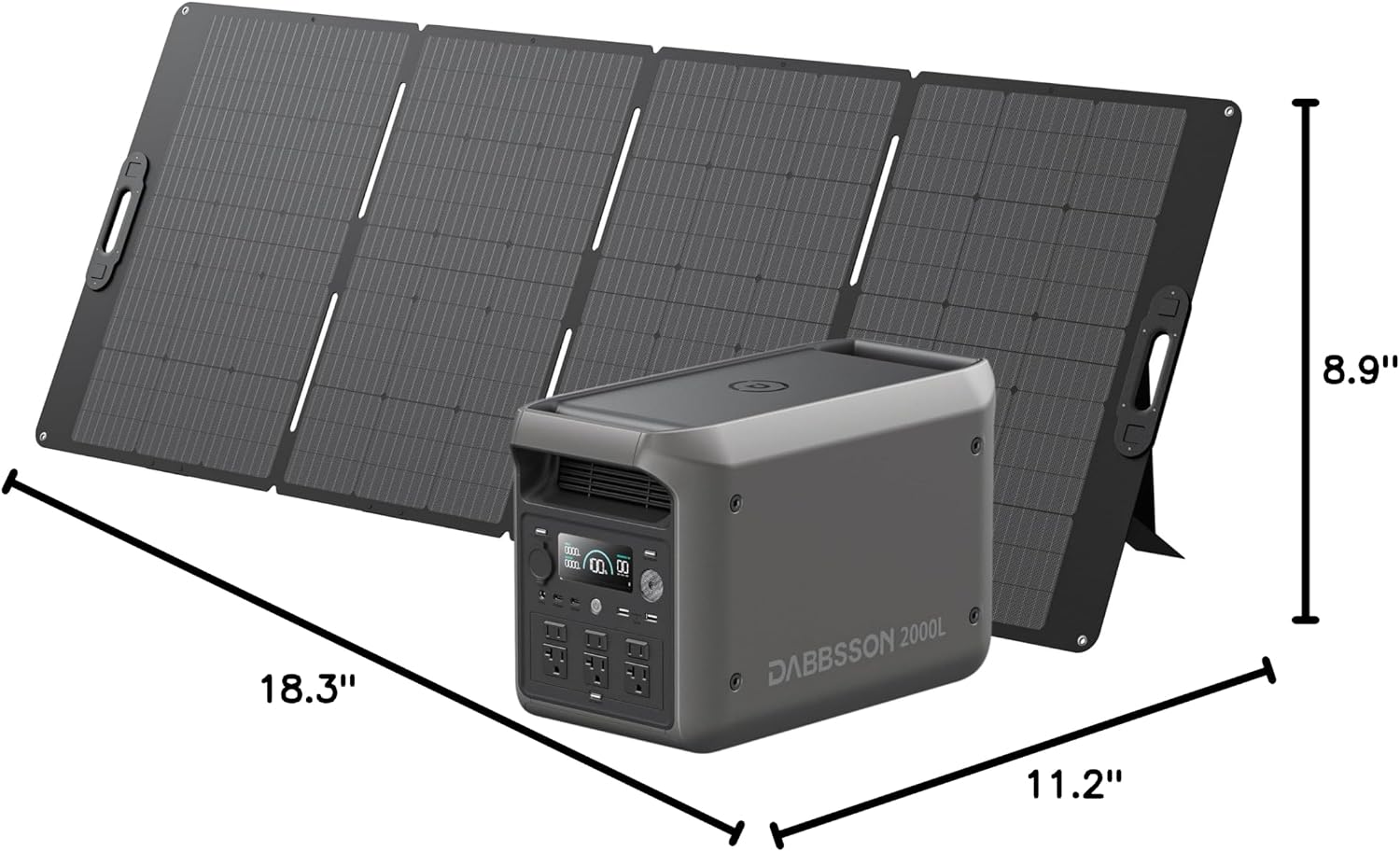DABBSSON 2048Wh Solar Generator with 420W Solar Panel, Semi-Solid LiFePO4 Battery w/6 2200W AC Output, Compact&Lightweight, Recharge 80% in 1.5 Hr, 2000L Portable Power Station for Camping/Home/RV