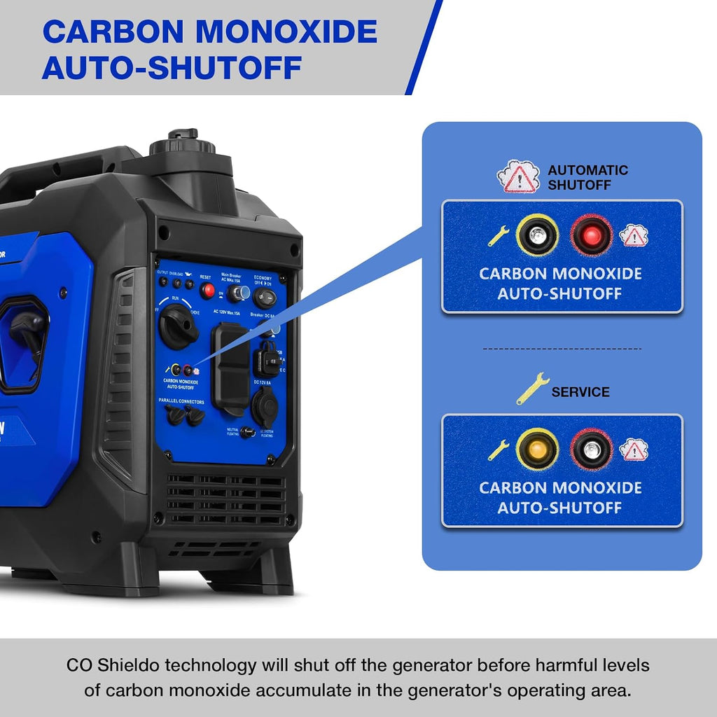 BILT HARD Gas Generator 2500W, 80cc 4 Stroke Quiet Inverter Generator with CO Sensor, Parallel Ready,120V AC Duplex Receptacle and 12V DC Output, Outdoor Generators for Camping, Home Use, 49-State