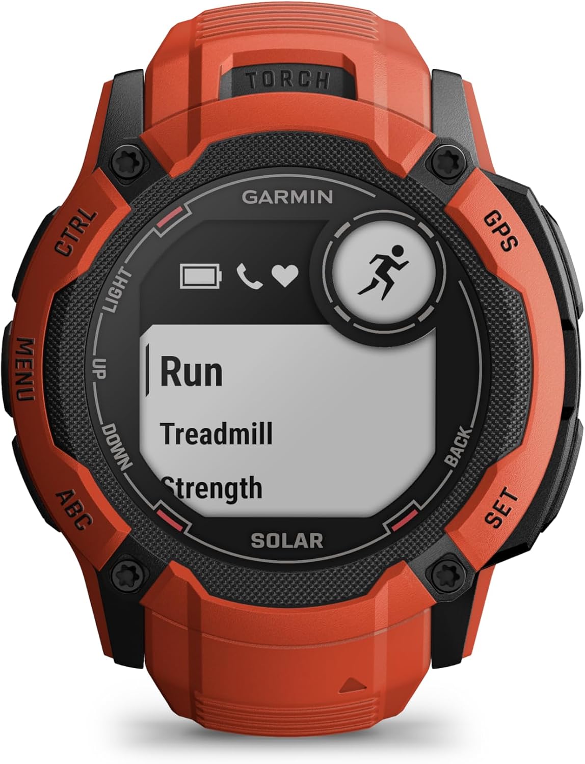 Garmin Instinct 2X Solar, Rugged GPS Smartwatch, Built-in Flashlight, Solar Charging Capability, Multi-Band GNSS, Flame Red (Renewed)