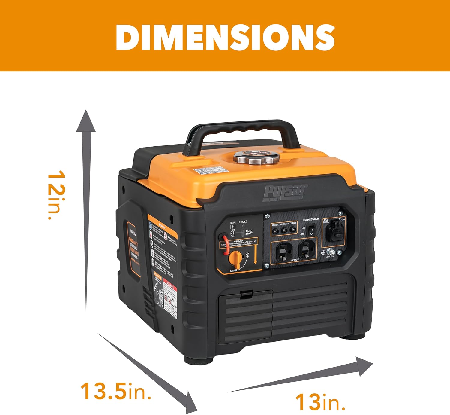 Pulsar 1500 Watt Portable Quiet Inverter Generator Gas Powered, Small Ultra Lightweight Quiet Generator for Camping, Tailgating, Home Backup