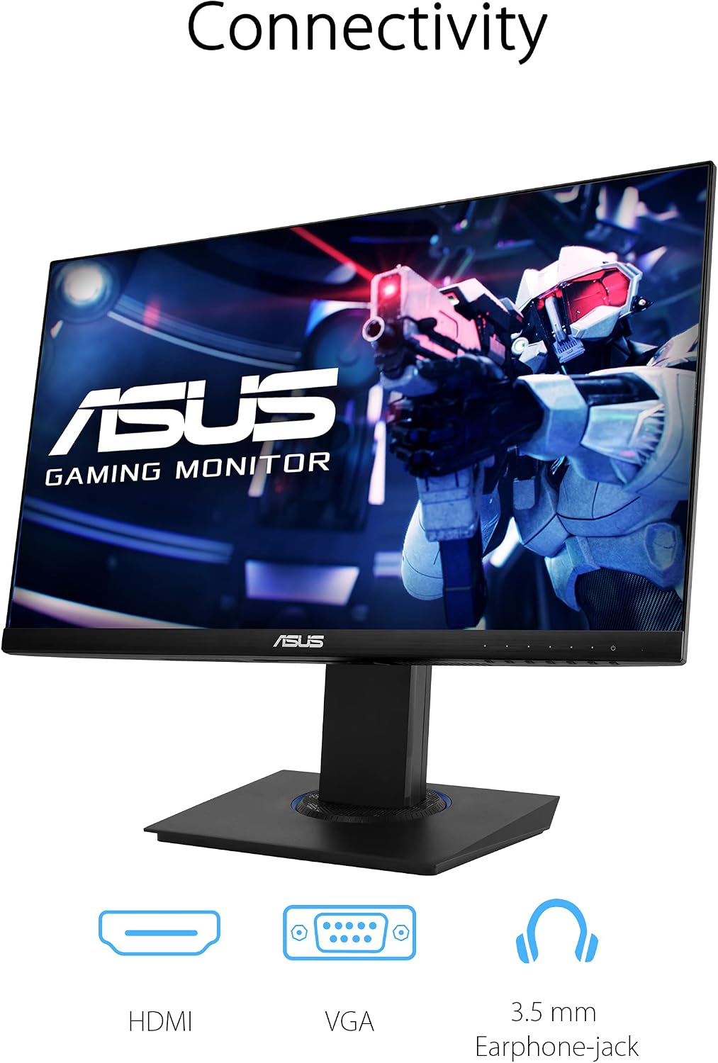 ASUS (VG246H 23.8' 1080P Gaming Monitor - Full HD, IPS, 75Hz, 1ms, FreeSync, Extreme Low Motion Blur, Low Blue Light, Flicker Free, VESA Mountable, HDMI, VGA, Height Adjustable, 12.8'x21.3'x2',Black