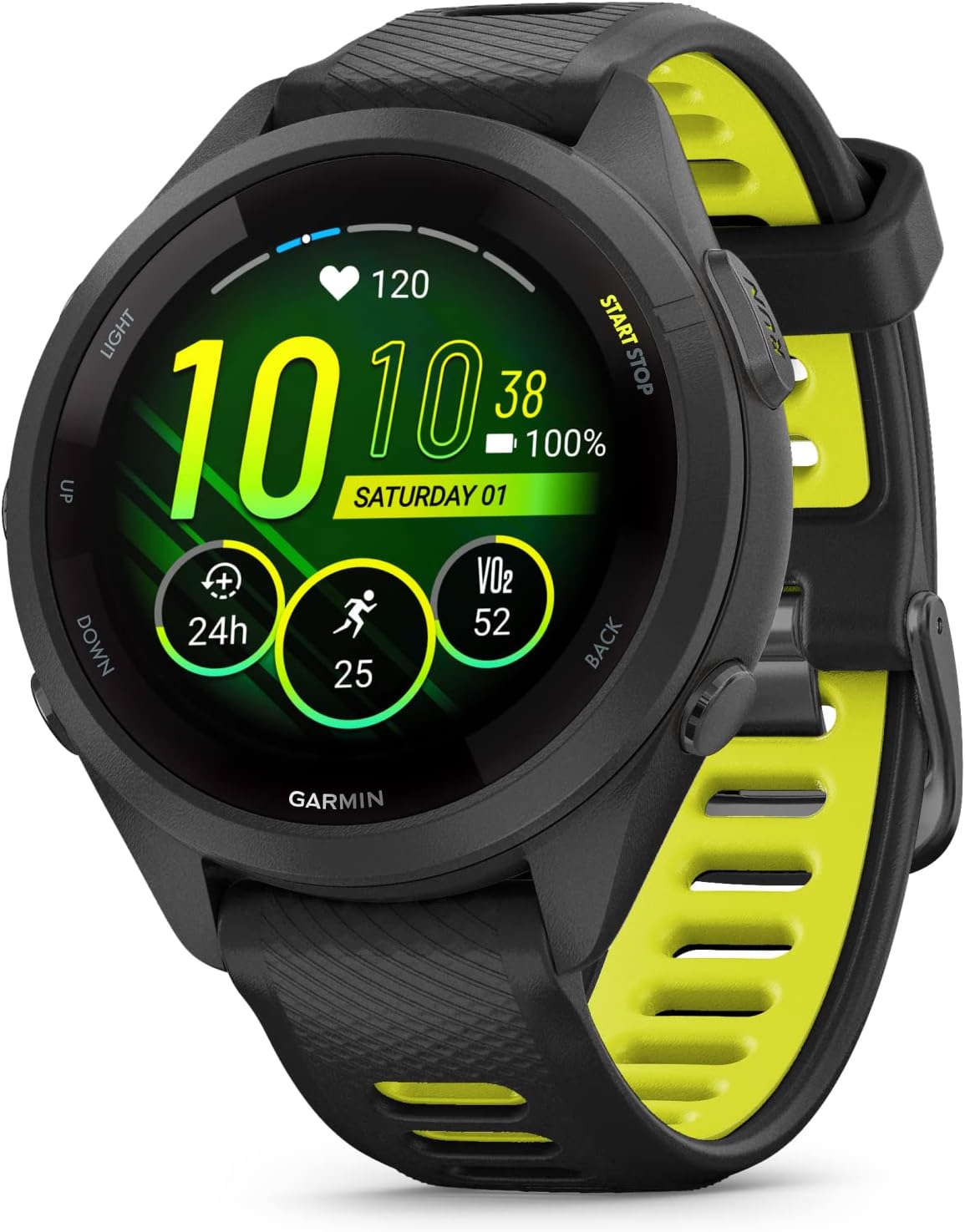 Garmin Forerunner 265S Music GPS Running 42 mm Smartwatch, Black with AMOLED 1.1in Touchscreen Display White Earbuds Bundle, Black +Wht EarBuds
