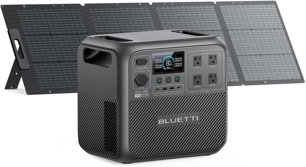 BLUETTI Solar Generator Elite 200 V2 with 200W Solar Panel Included, Portable Power Station 2073.6Wh w/ 4 2600W AC Outlets, 17-Year Lifespan LFP Emergency Power for Home Backup, Power Outages, Camping