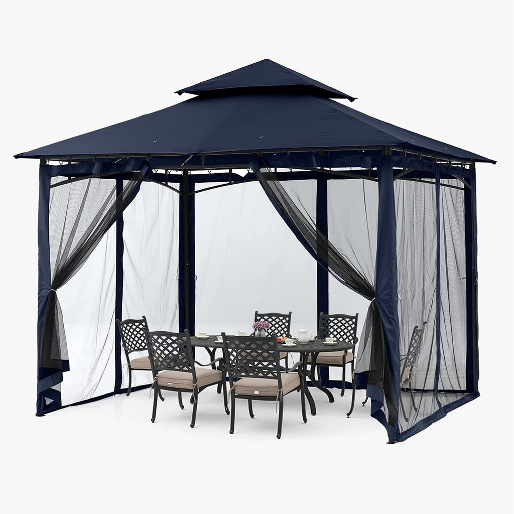 ABCCANOPY Gazebos for Patios 8x8 - Outdoor Steel Frame Gazebo with Mosquito Netting for Lawn Backyard Garden Deck (Navy Blue)